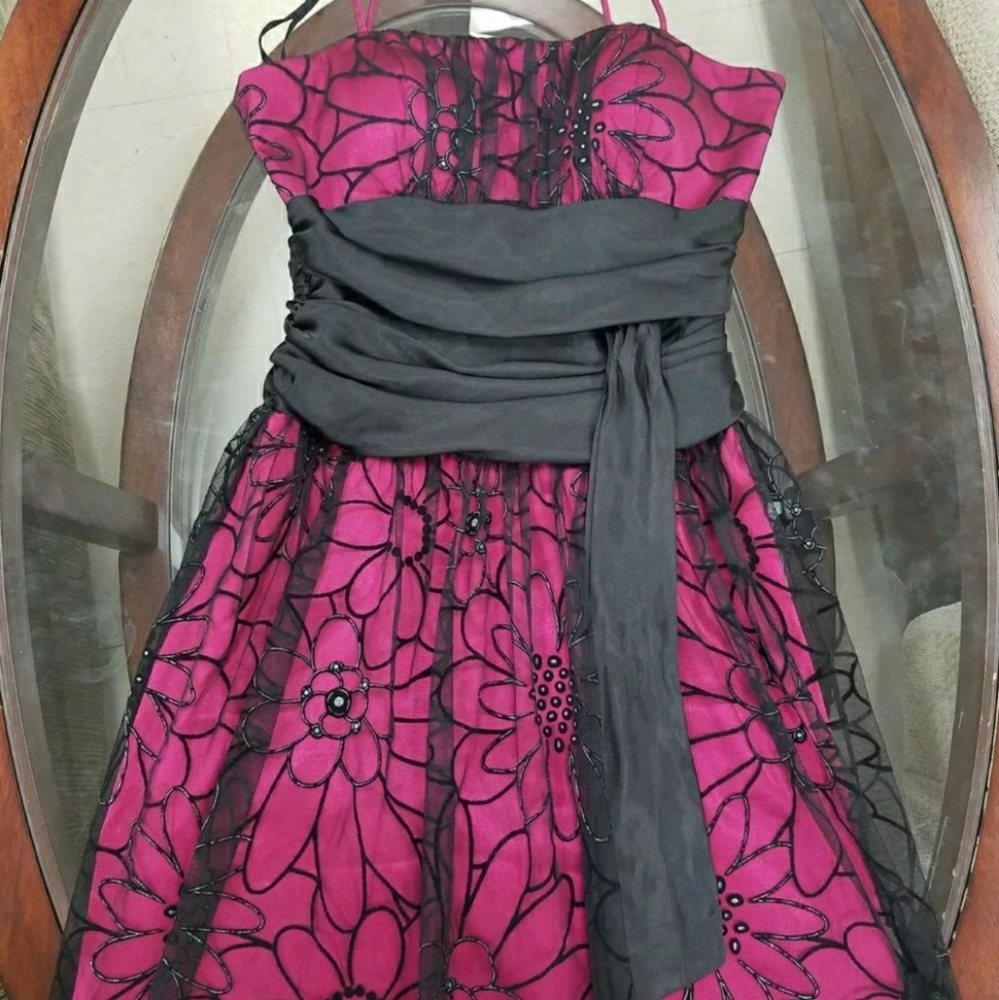 Pink and black designer dress